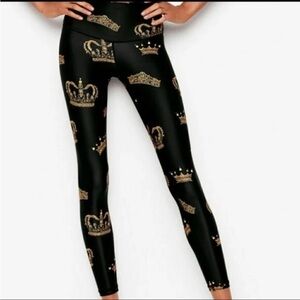 Victoria Secret Legging Black Royal Crown Athletic Pants Size Small‎